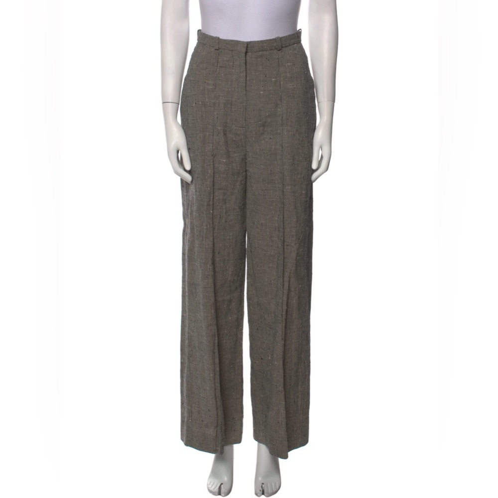 Toteme linen silk wide leg high rise textured trousers pants French size 34 XS 2